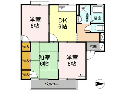 キャッスル平田 B棟(3DK/2階)の間取り写真