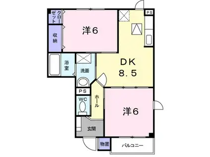 プランドール(2DK/1階)の間取り写真