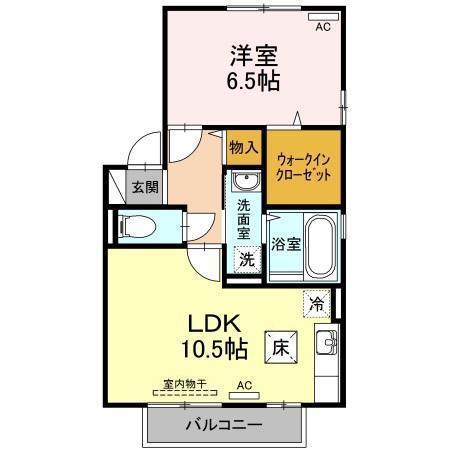 リビングタウン永井E(1LDK/1階)の間取り写真