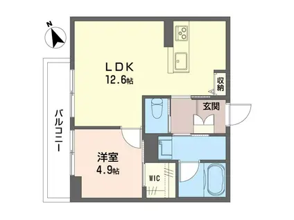 ジ ワン 今泉(1LDK/2階)の間取り写真