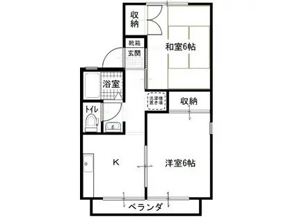 セジュール詫間B棟(2K/2階)の間取り写真