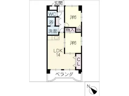 JII・FRAGRANCE(2LDK/3階)の間取り写真