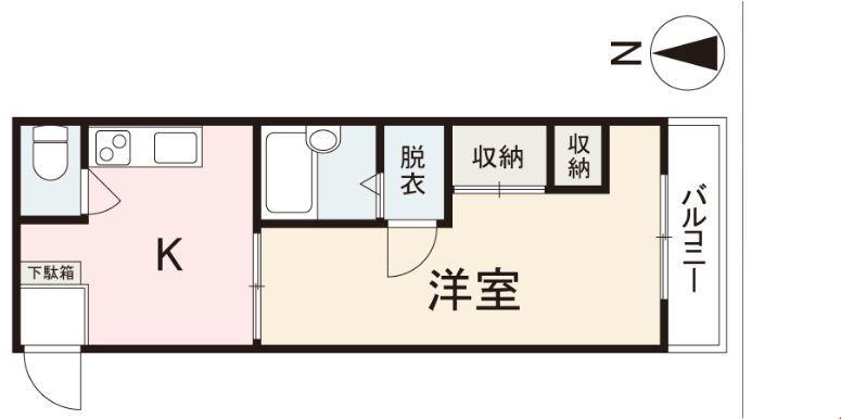 江郷第一ビル(1DK/4階)の間取り写真