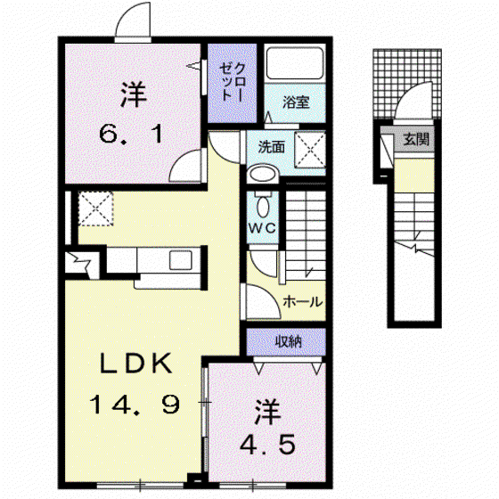 トアジィーム メゾン(2LDK/2階)の間取り写真