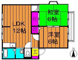 エポック広江A棟(2LDK/2階)の間取り写真