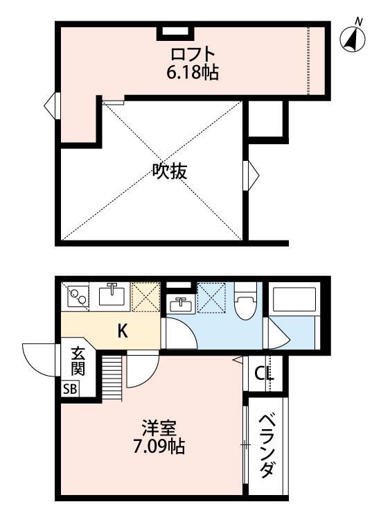 シャルマンIII(1K/2階)の間取り写真