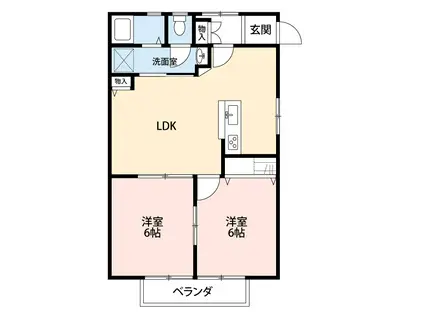 ベルメゾン鈴木(2LDK/1階)の間取り写真