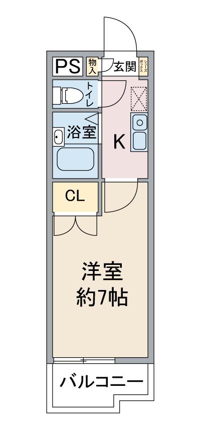 ヒルズMY(1K/1階)の間取り写真