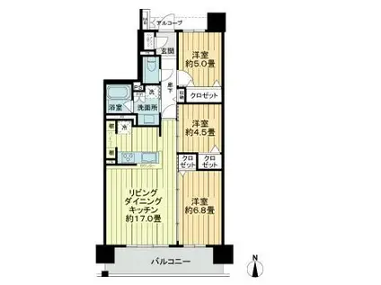 サーパスシティ平成マークテラス(3LDK/10階)の間取り写真
