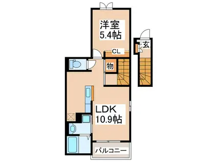 エストカーサ長嶺(1LDK/2階)の間取り写真