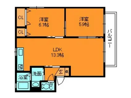 リモーネA・B(2LDK/1階)の間取り写真