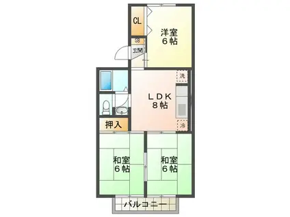 コーポ池まち花やしき(3LDK/1階)の間取り写真