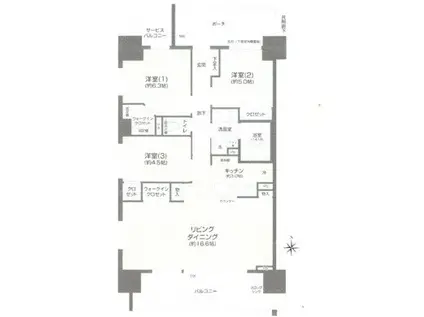 ヴィラーヌ高崎ステーシア(3LDK/4階)の間取り写真