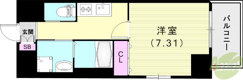 エメルミナ豊中岡町(1K/7階)の間取り写真