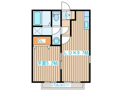 M´Sハイツ(1LDK/2階)の間取り写真