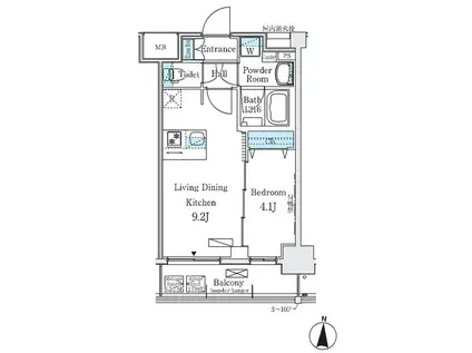 ディームス東陽町II(1LDK/4階)の間取り写真