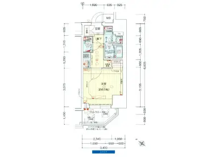プレサンス神戸元町ミューズ(1K/8階)の間取り写真