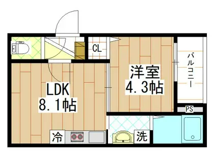 KINDAI ST(1LDK/1階)の間取り写真