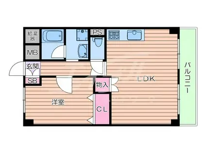 テラジハイツI号館(1LDK/4階)の間取り写真