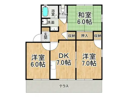 ハイツ宮ノ下(3DK/1階)の間取り写真