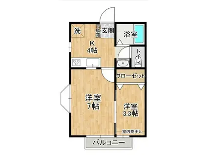 ハートフルコート2(2K/2階)の間取り写真