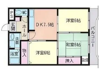 ライトハイツ(3DK/2階)の間取り写真