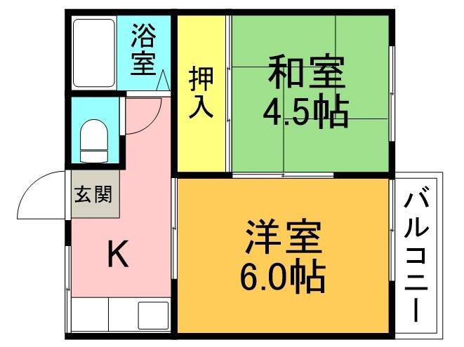 パナハイツ常盤(2K/2階)の間取り写真