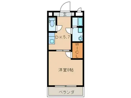 ルーチェクール花畑(1DK/2階)の間取り写真