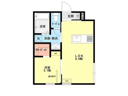 LIFE白山浦(1LDK/1階)の間取り写真