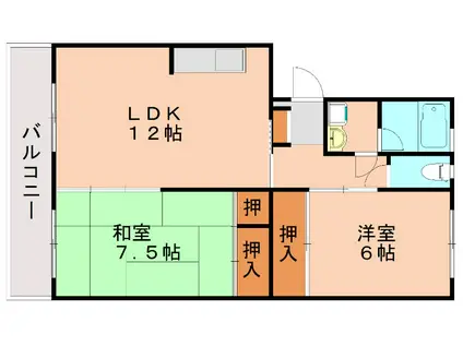 ハイム渡辺(2LDK/3階)の間取り写真