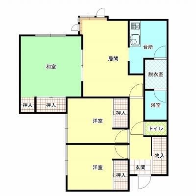 コーポうめの(3LDK/1階)の間取り写真