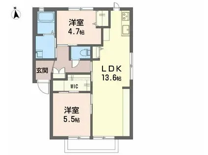 シルエット野口 B(2LDK/2階)の間取り写真