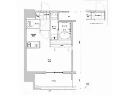 エンクレストベイ天神東III(1K/10階)の間取り写真