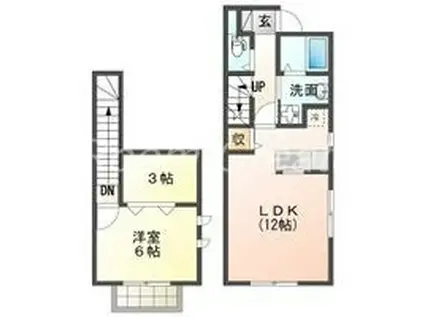 ティラーノGX(1LDK/2階)の間取り写真