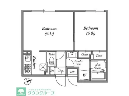GRANDUO千歳船橋IV(1LDK/1階)の間取り写真