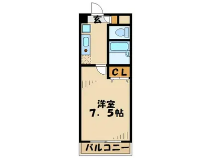 ルピナス5(1K/2階)の間取り写真