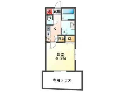 H.Cフラッツ須磨天神(1K/1階)の間取り写真