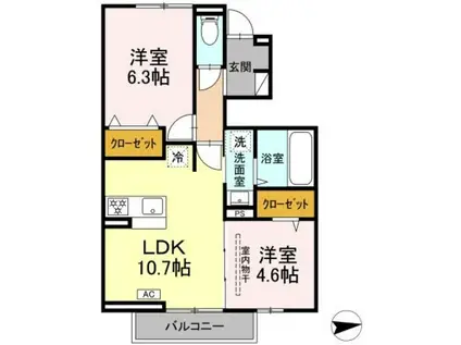 LUMIE(2LDK/1階)の間取り写真