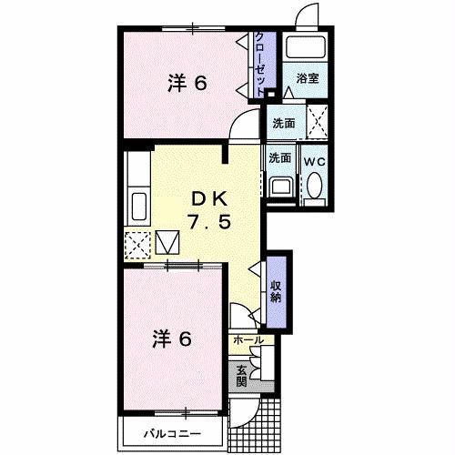 アルドーレ A(2DK/1階)の間取り写真