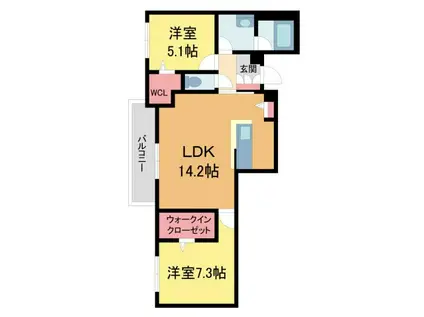 SHAMAISON GREENAGE 日野町(2LDK/2階)の間取り写真