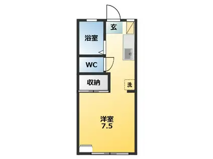 フレグランス幕張(ワンルーム/1階)の間取り写真