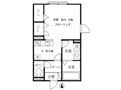 SKY TERRACE NISHIAZABU スカイテラスニシアザブ(ワンルーム/1階)の間取り写真