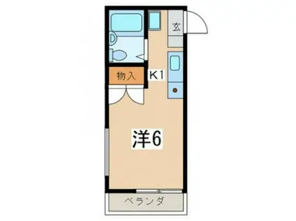 シャト-ヌ-ボ相模原(1K/1階)の間取り写真