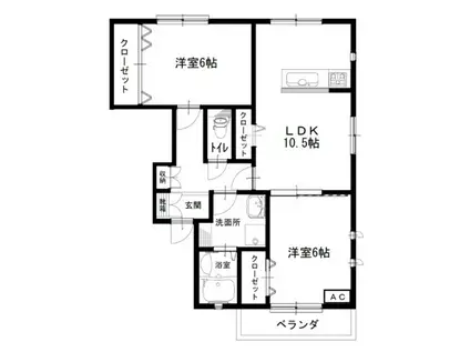 ルネス吉岡46号地(2LDK/1階)の間取り写真