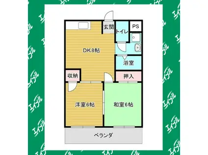 メゾン赤坪(2DK/3階)の間取り写真