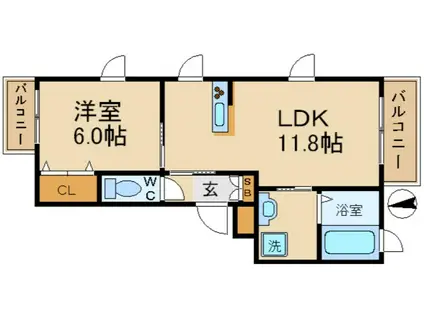 グランメール永田(1LDK/3階)の間取り写真