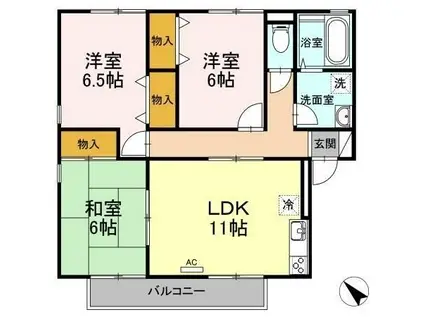 ハイカムール米原A棟(3LDK/1階)の間取り写真