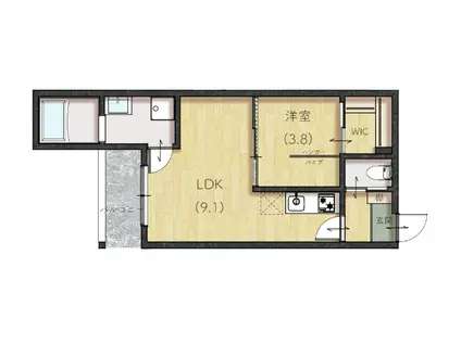 LIEN東津田(1LDK/1階)の間取り写真