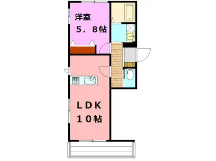 ドエルアサヒ(1LDK/3階)の間取り写真