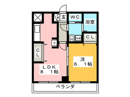 オアシス柳ヶ瀬ビル(1LDK/7階)の間取り写真